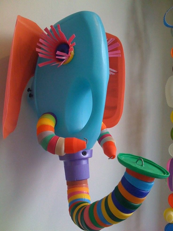 Colorful Elephant Wall Art from Recycled Plastic