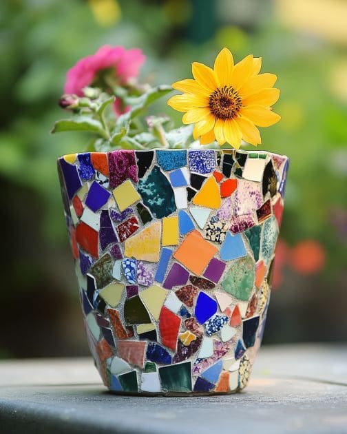 Colorful Mosaic Flower Pot
