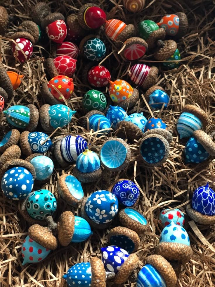 Colorful Painted Acorn Tops