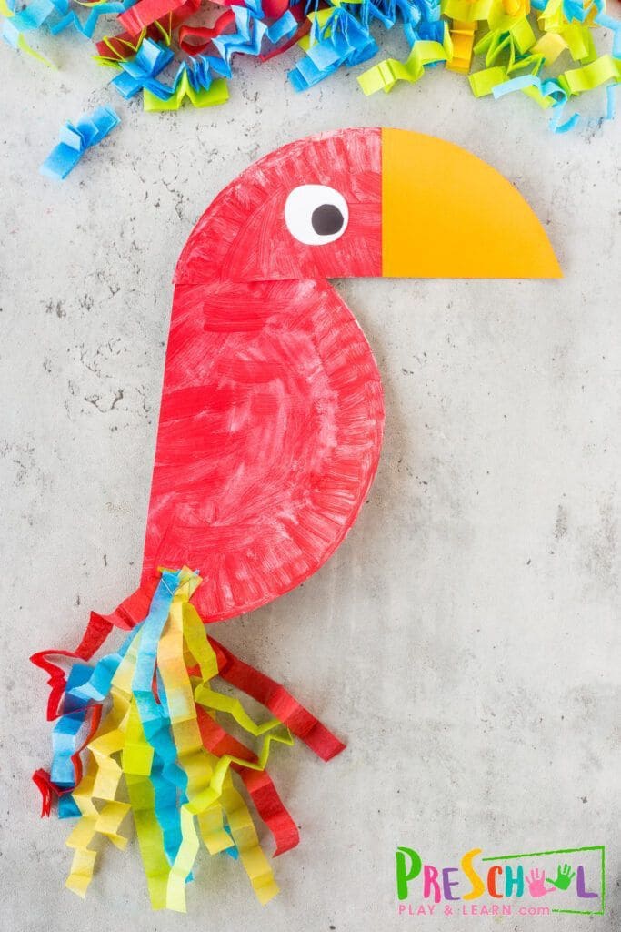 Colorful Paper Plate Parrot Craft
