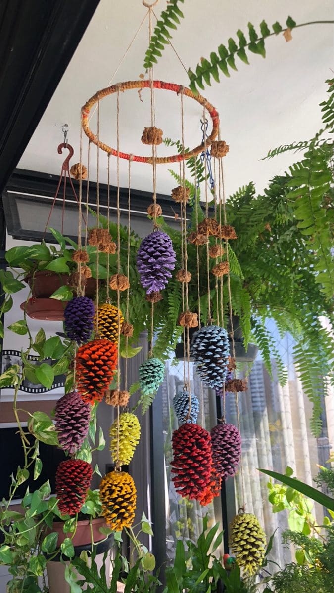 Colorful Pinecone Wind Chime