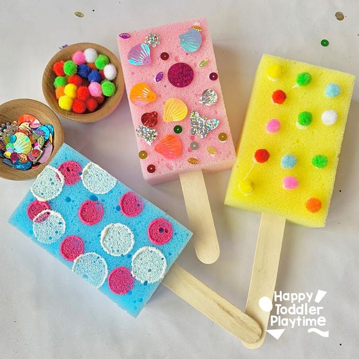 Colorful Sponge Popsicle Craft
