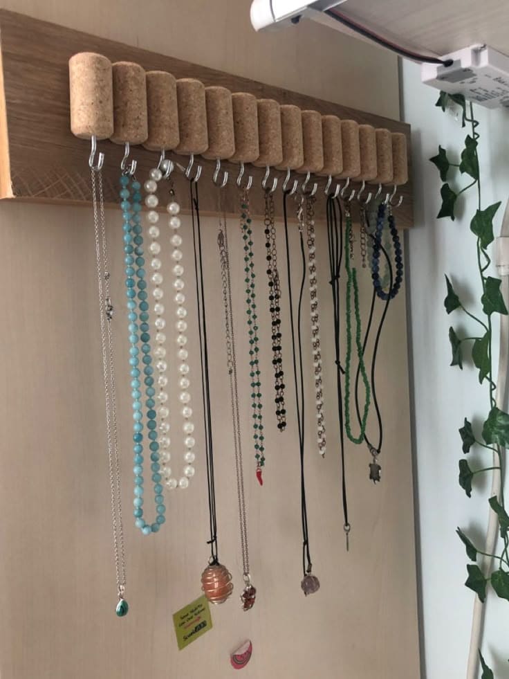 Cork and Wood Necklace Organizer
