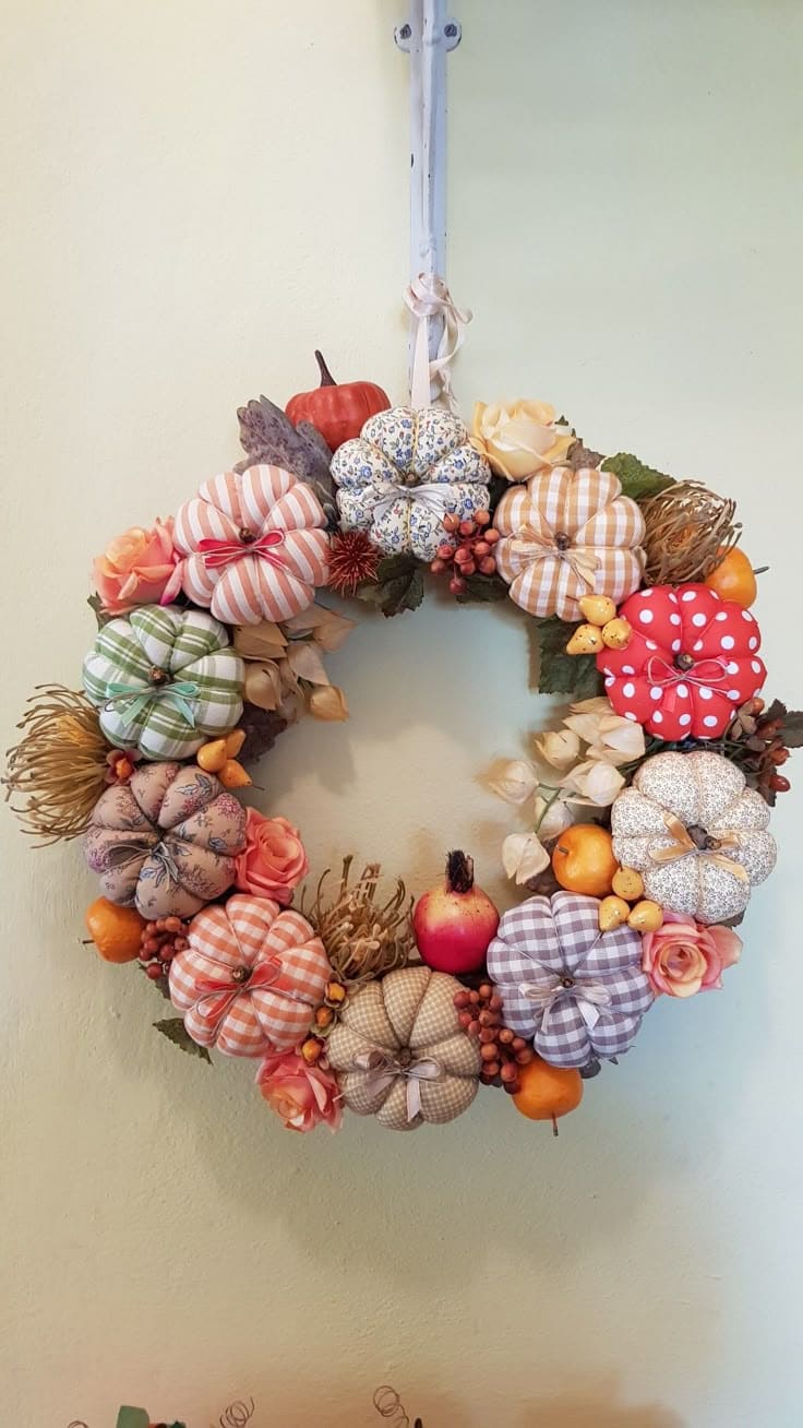 Cozy Pumpkin Fabric Wreath