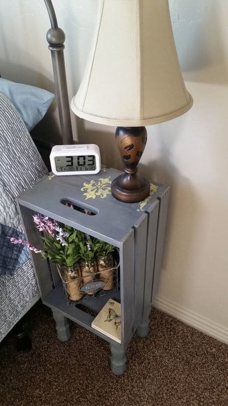 Crate Nightstand With Painted Legs