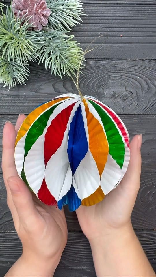 Cupcake Liner Christmas Ornament Ball