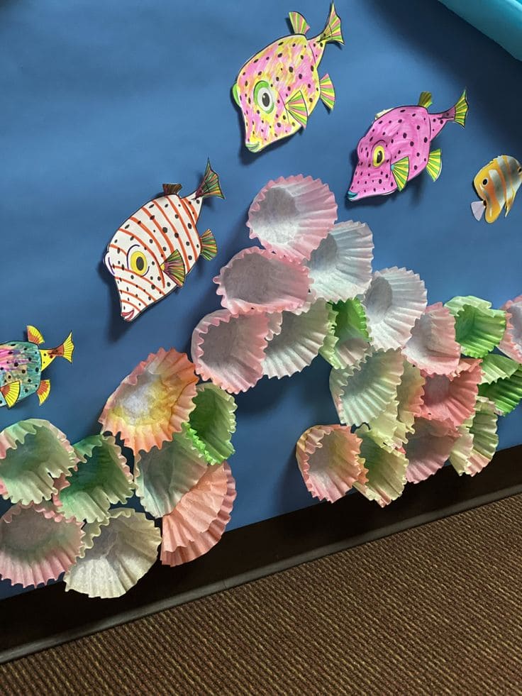 Cupcake Liner Coral Reef Display