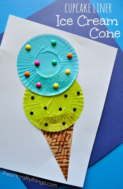 Cupcake Liner Ice Cream Cone Craft
