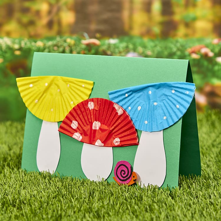Cupcake Liner Mushroom Garden Card