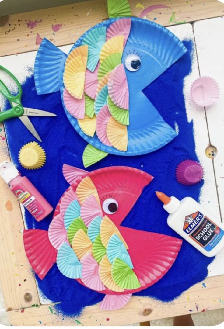 Cupcake Liner Rainbow Fish Craft