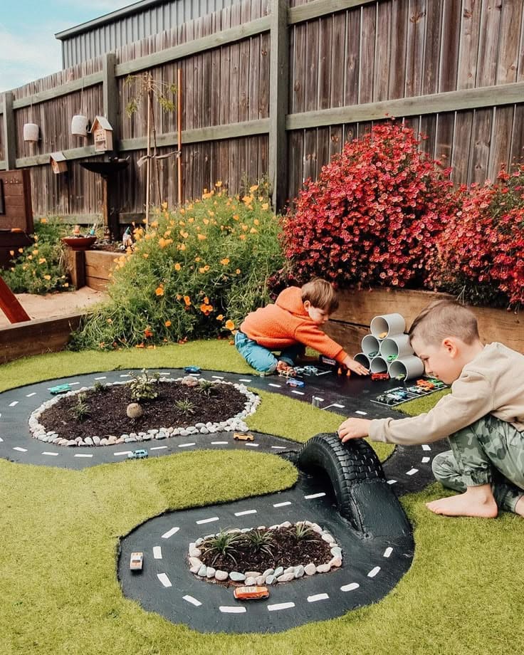DIY Backyard Race Track for Kids