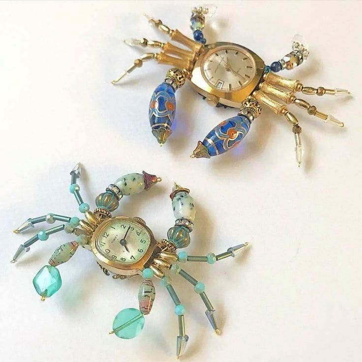 DIY Beaded Watch-Face Spiders