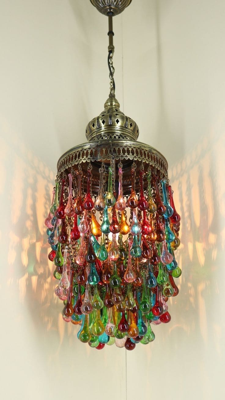 DIY Bohemian Glass Drop Chandelier