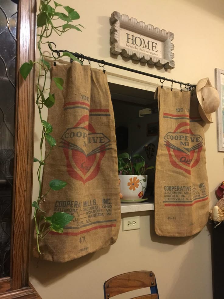 DIY Burlap Sack Curtains