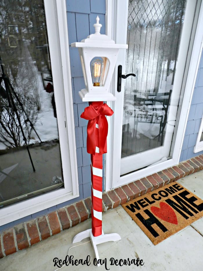DIY Candy Cane Porch Lamp