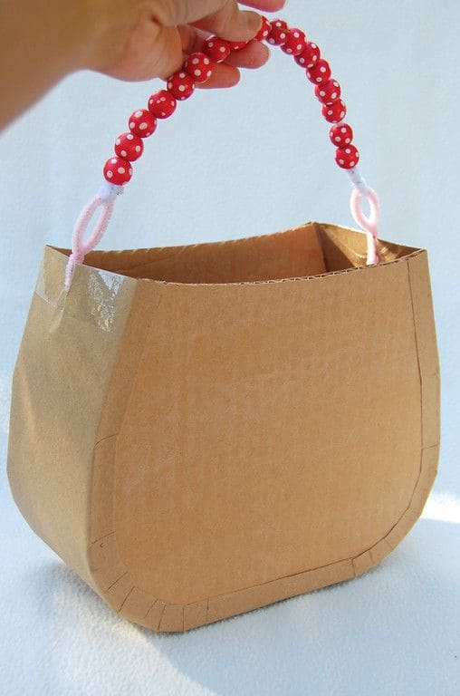 DIY Cardboard Gift Purse with Beaded Handle