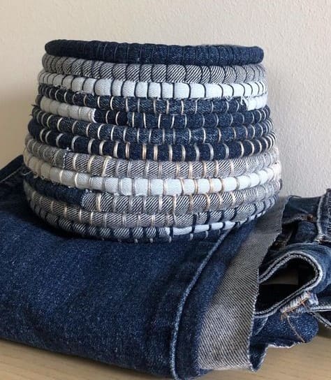 DIY Coiled Denim Basket