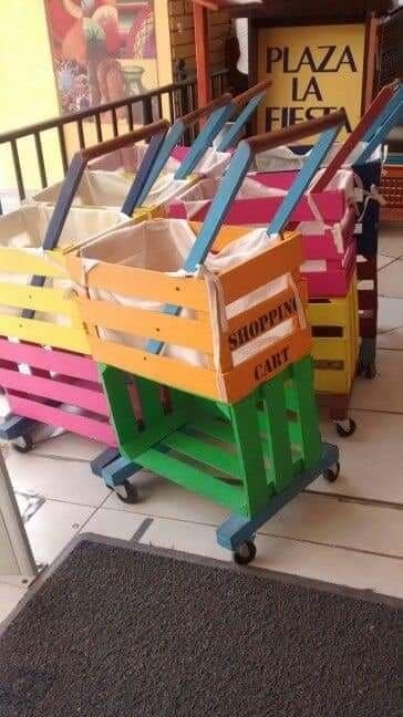 DIY Colorful Crate Shopping Carts