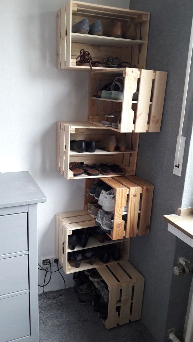 DIY Crate Shoe Tower