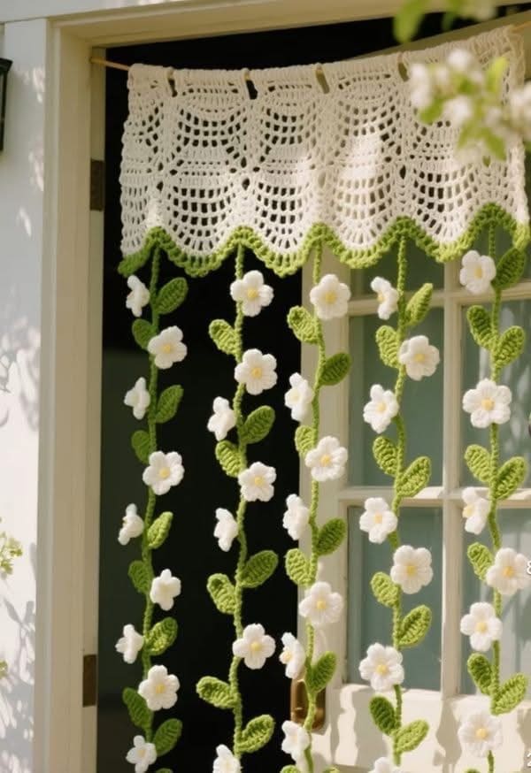 DIY Crochet Flower Curtain