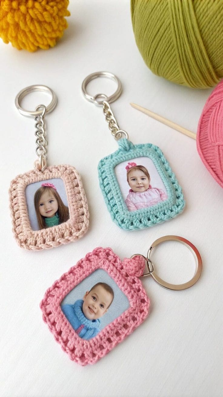 DIY Crochet Photo Frame Keychains