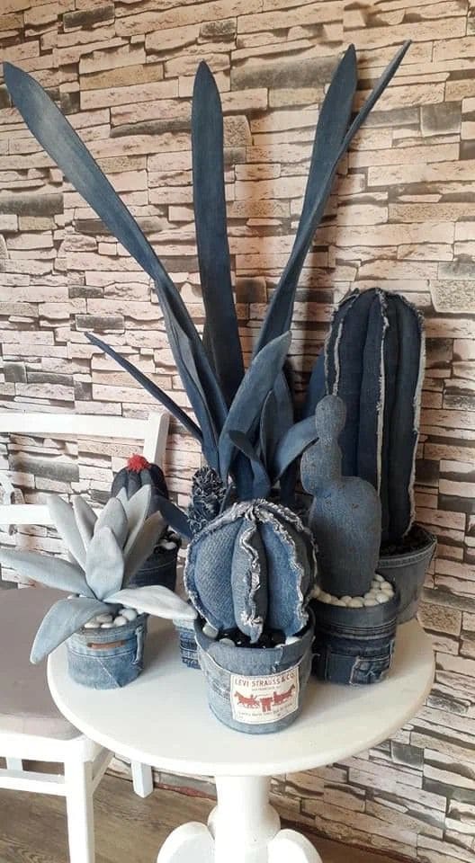 DIY Denim Cactus Garden