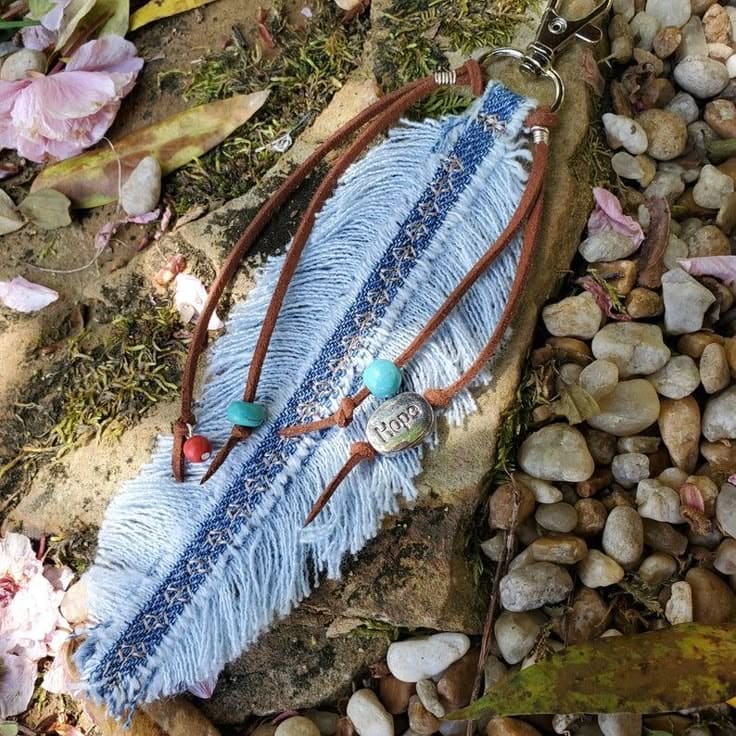 DIY Denim Feather Keychain