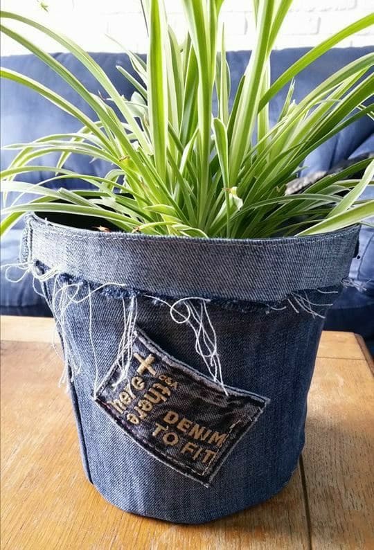 DIY Denim Plant Pot Cover