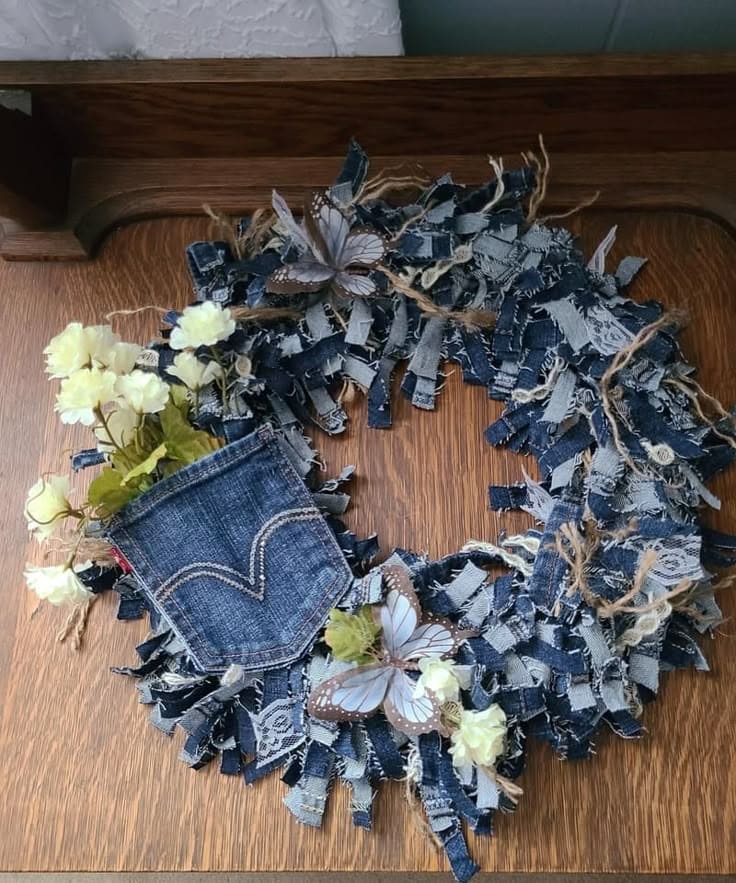 DIY Denim Rag Wreath