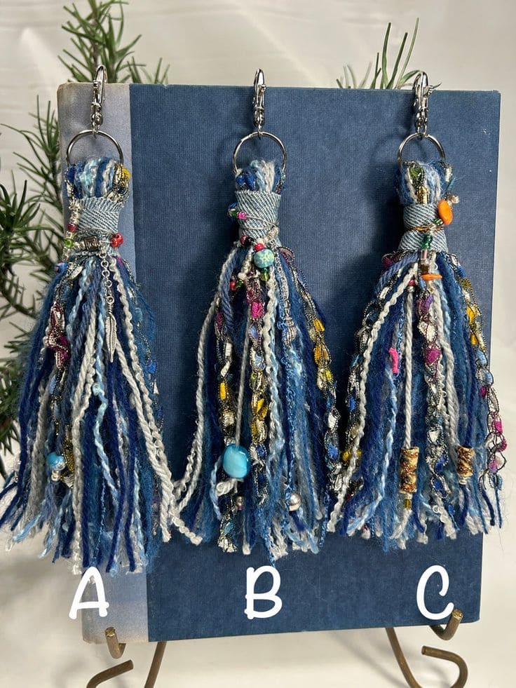 DIY Denim Tassel Keychains