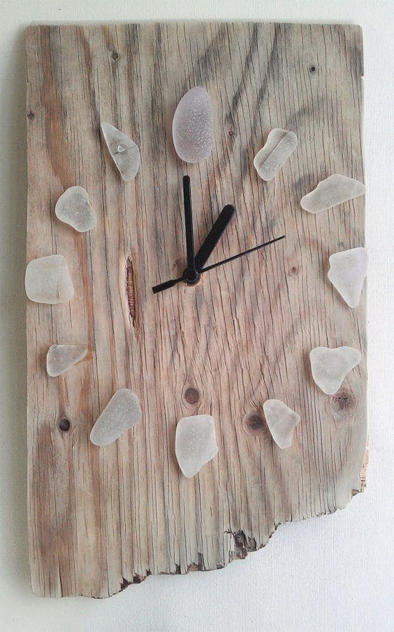 DIY Driftwood and Sea Glass Wall Clock