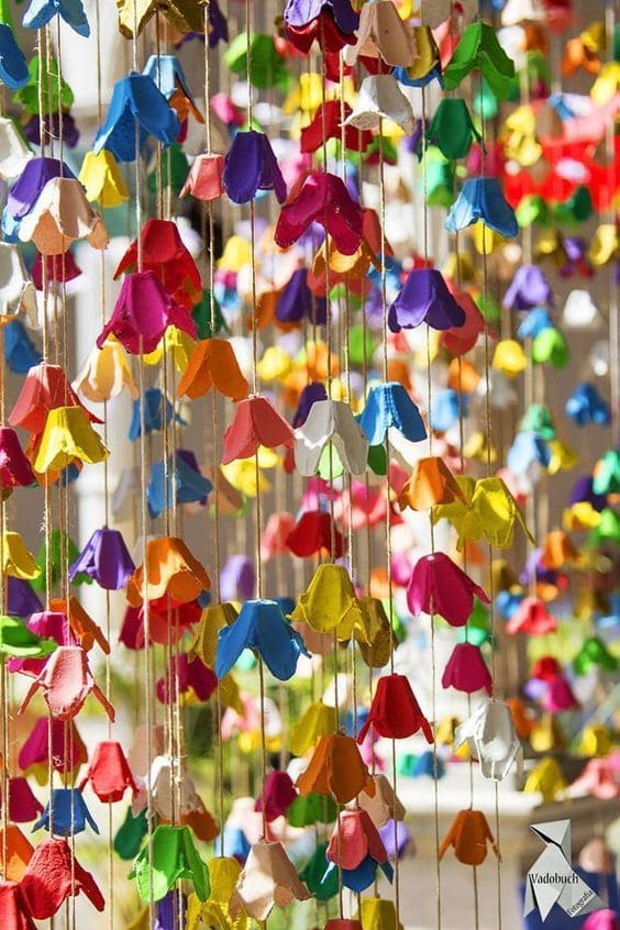 DIY Egg Carton Flower Curtain
