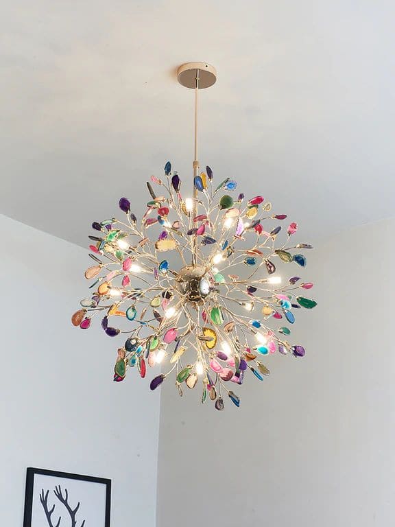 DIY Firework Burst Chandelier with Colorful Crystals