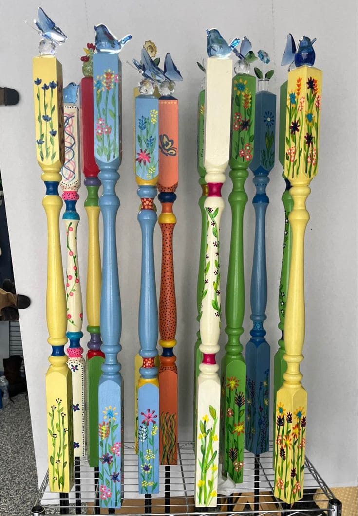 DIY Garden Spindle Decorations
