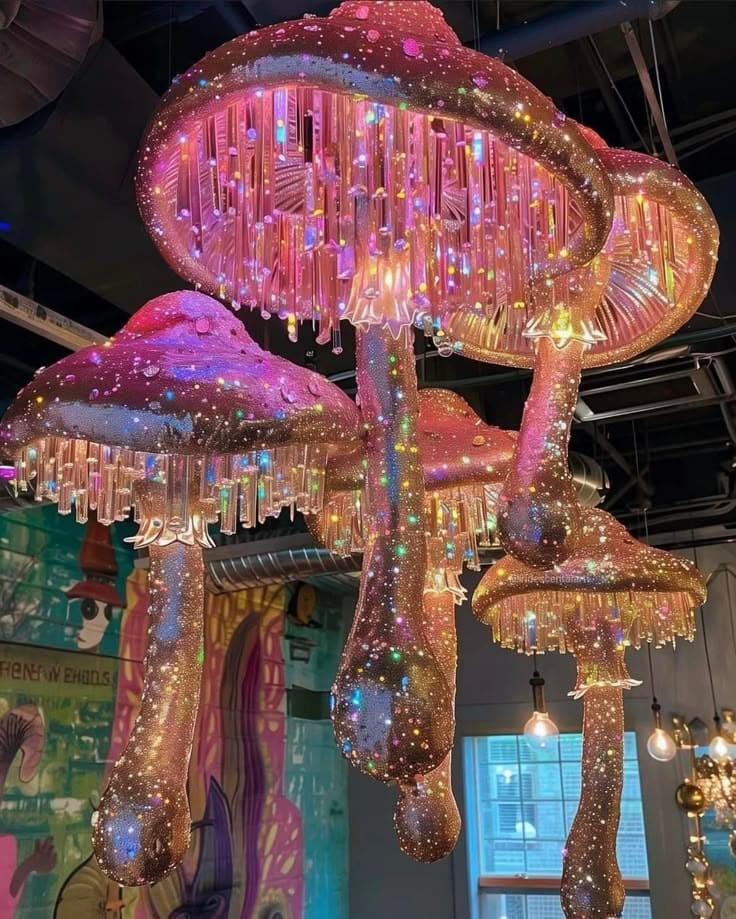 DIY Glowing Mushroom Chandelier