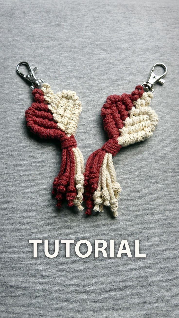 DIY Macrame Heart Keychains