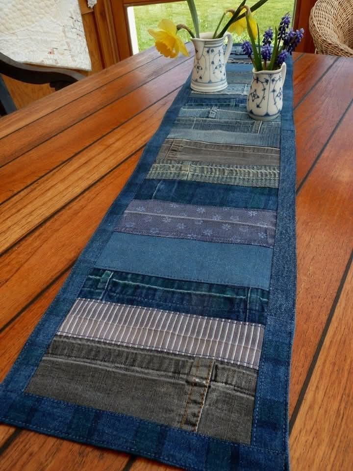 DIY Patchwork Denim Table Runner