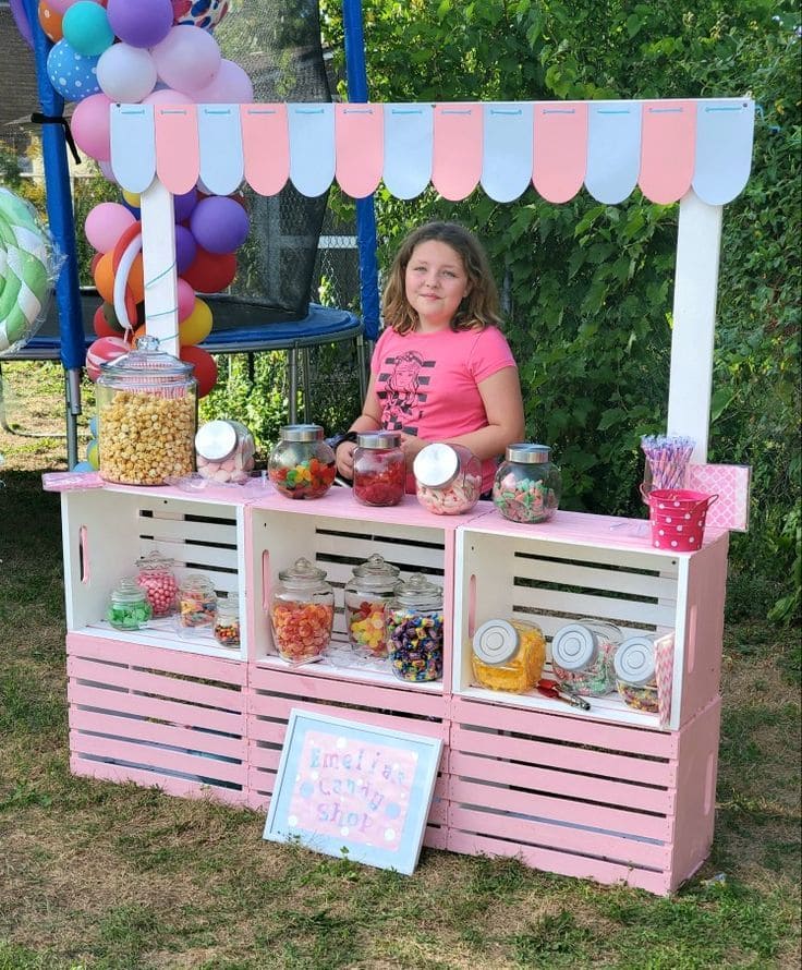 DIY Pink Crate Candy Stand