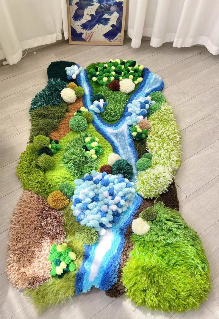 DIY Pom-Pom Landscape Rug