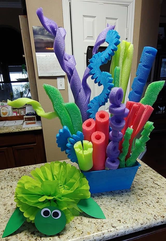 DIY Pool Noodle Coral Reef Centerpiece