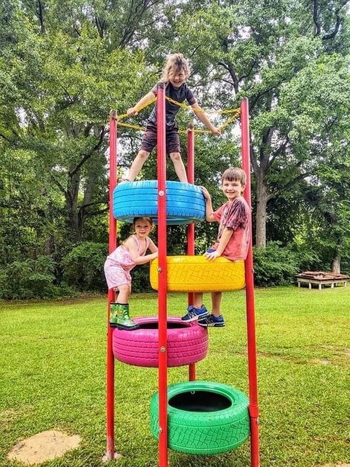 DIY Rainbow Tire Tower