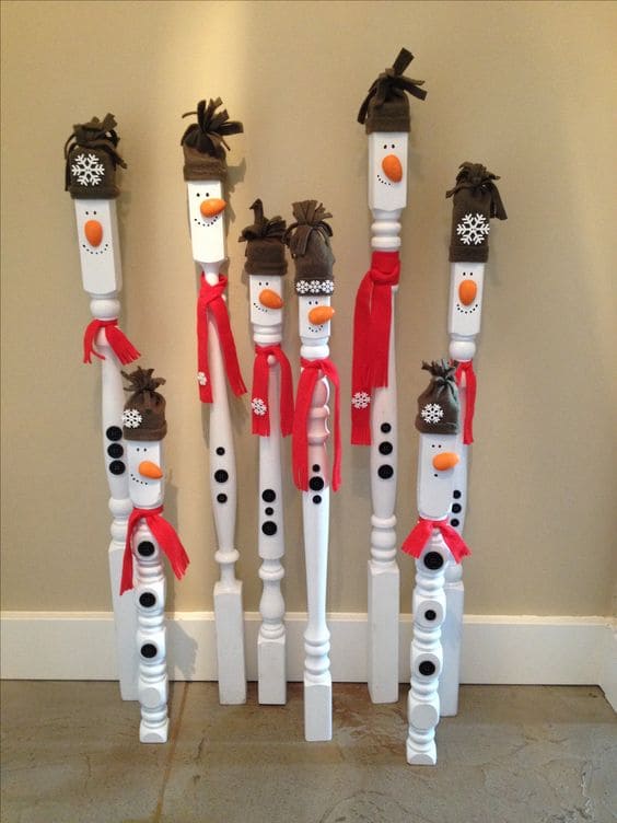 DIY Spindle Snowmen