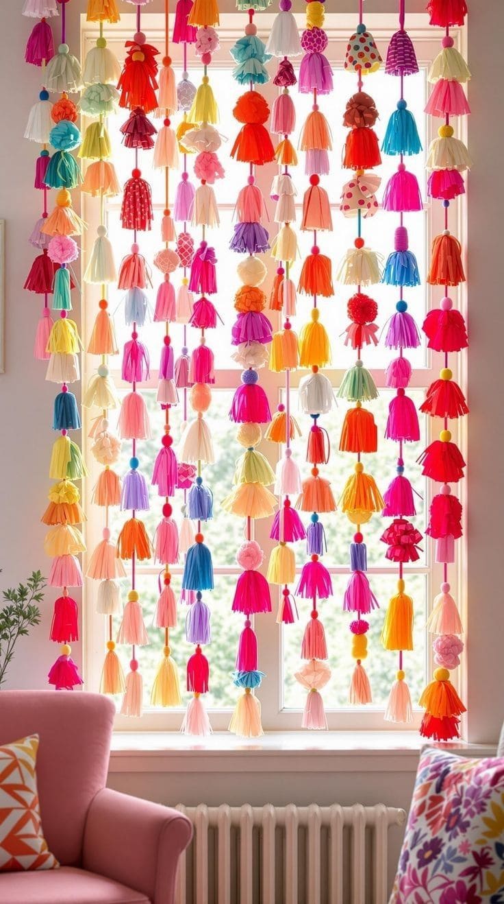 DIY Tassel and Pom-Pom Door Curtain
