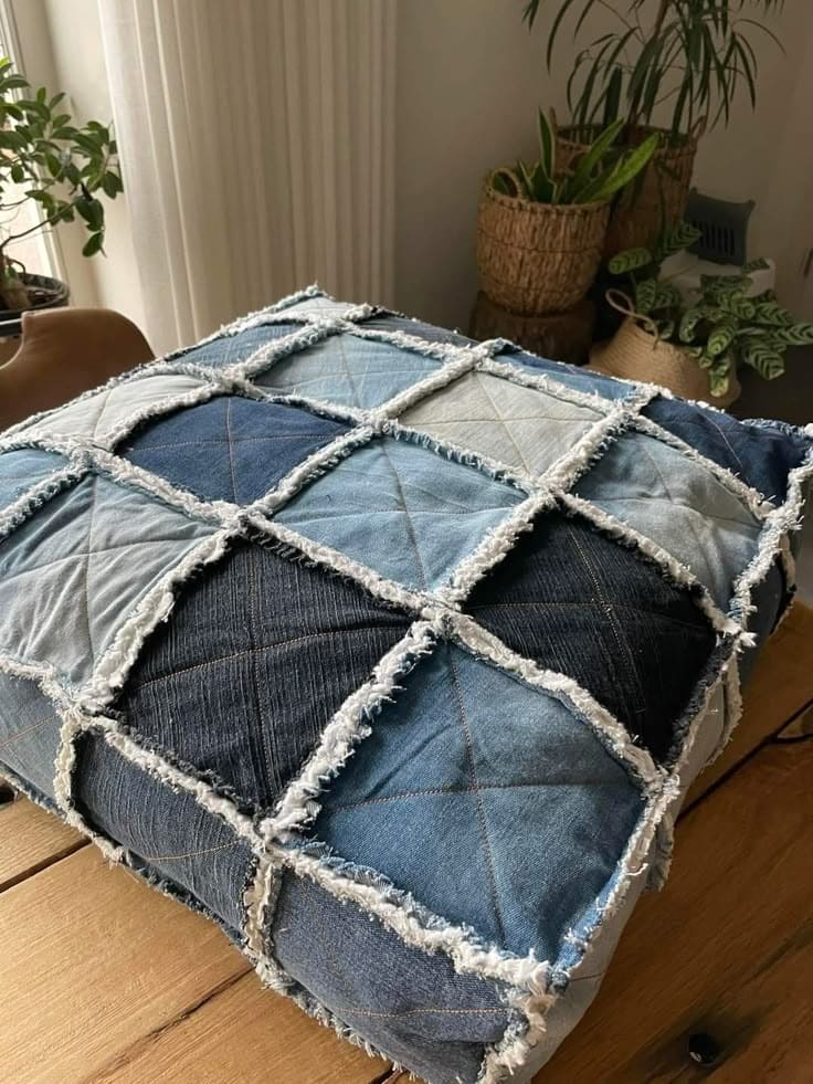 DIY Upcycled Denim Floor Cushion