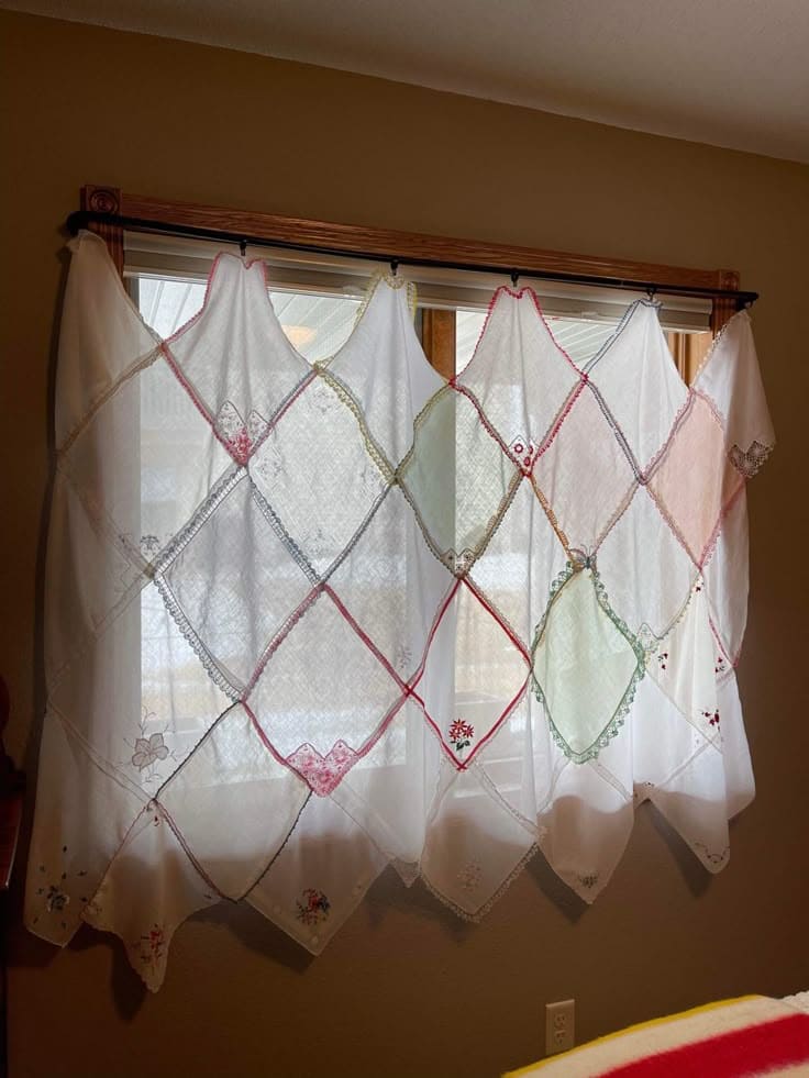 DIY Vintage Handkerchief Curtain