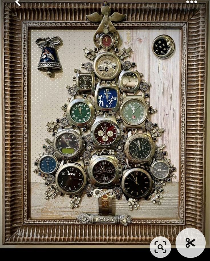DIY Vintage Watch Christmas Tree Wall Art