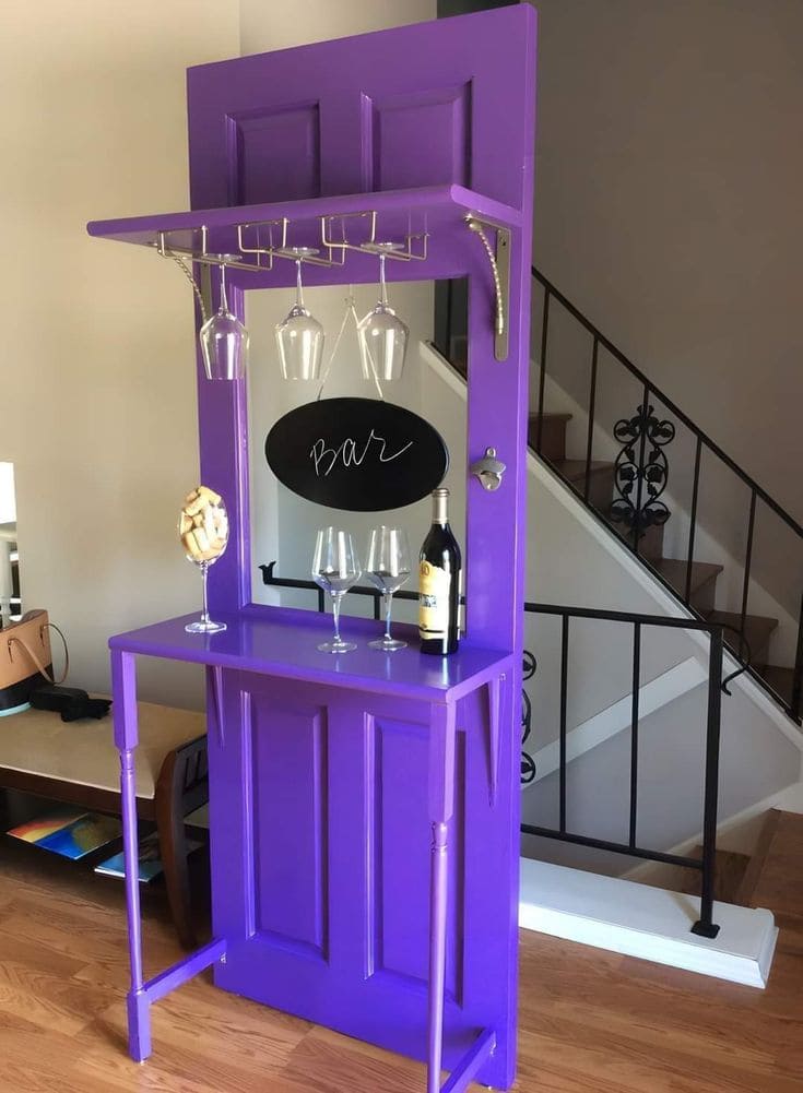 DIY Wine Bar Station from a Repurposed Door
