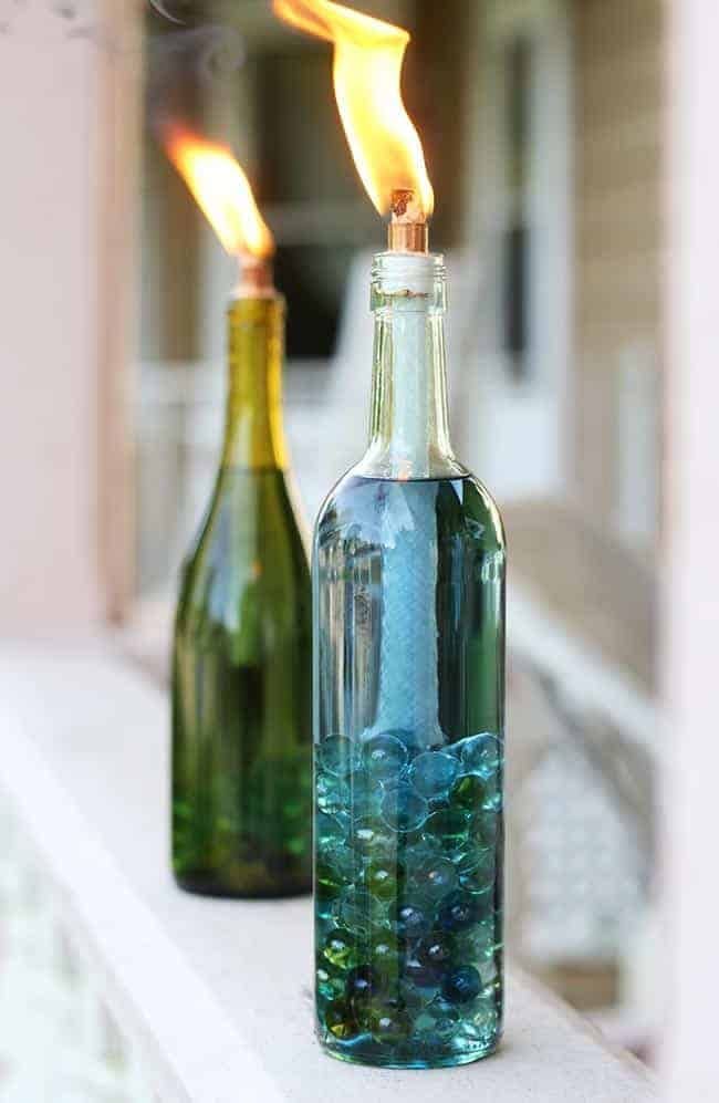 DIY Wine Bottle Tiki Torches