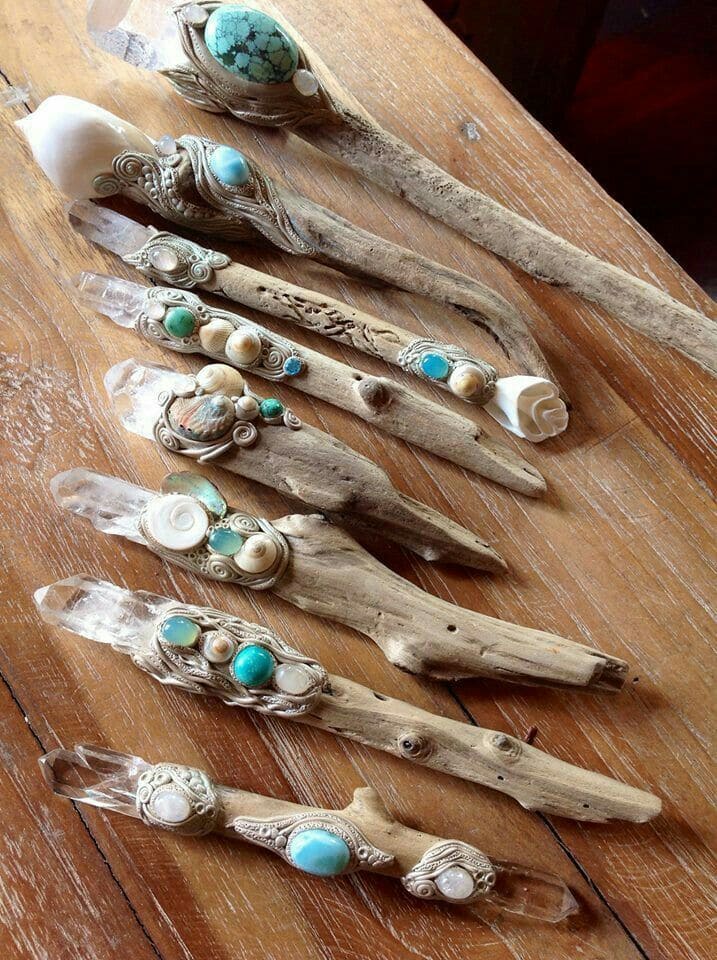Driftwood Sea Stone Wands