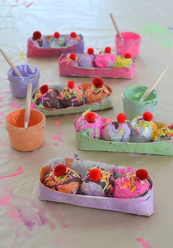 Egg Carton Ice Cream Sundaes